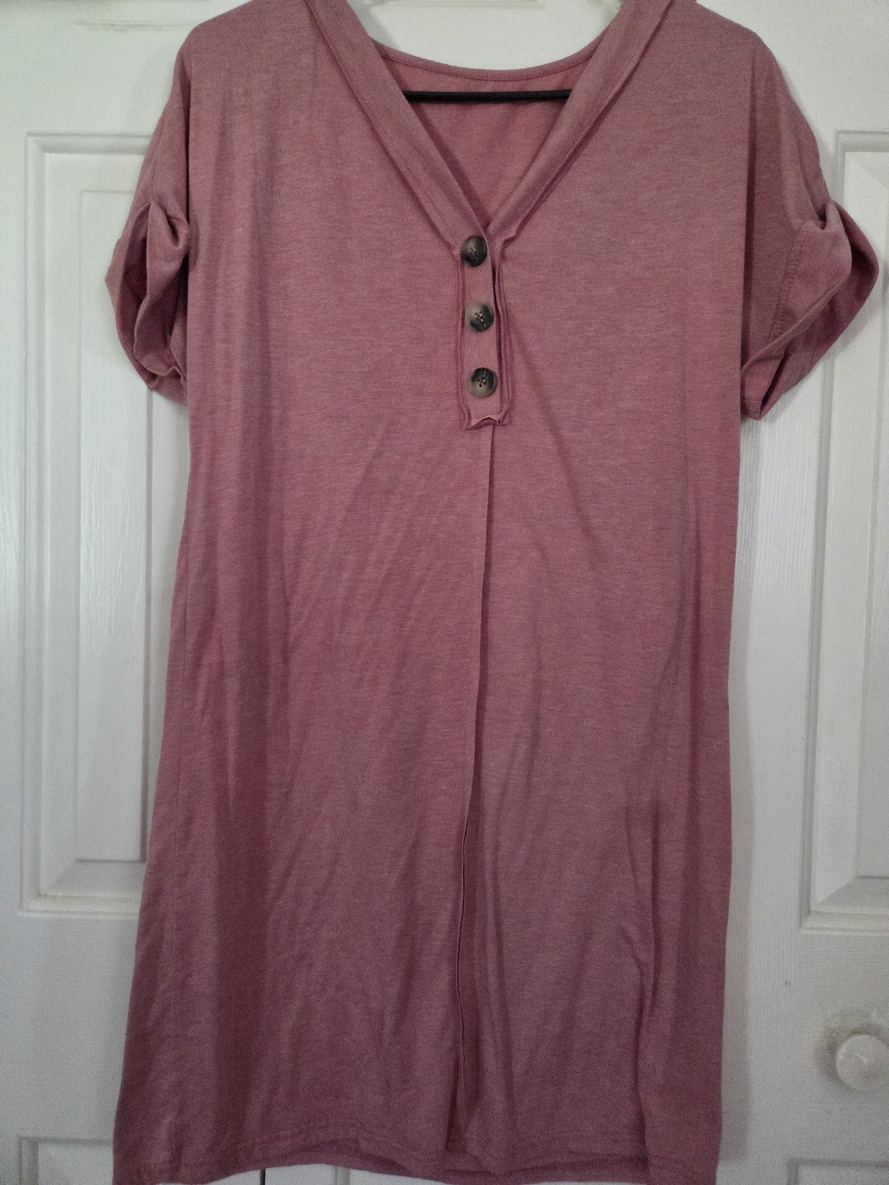 Women's Dusty Rose V-Neck Button Front Top